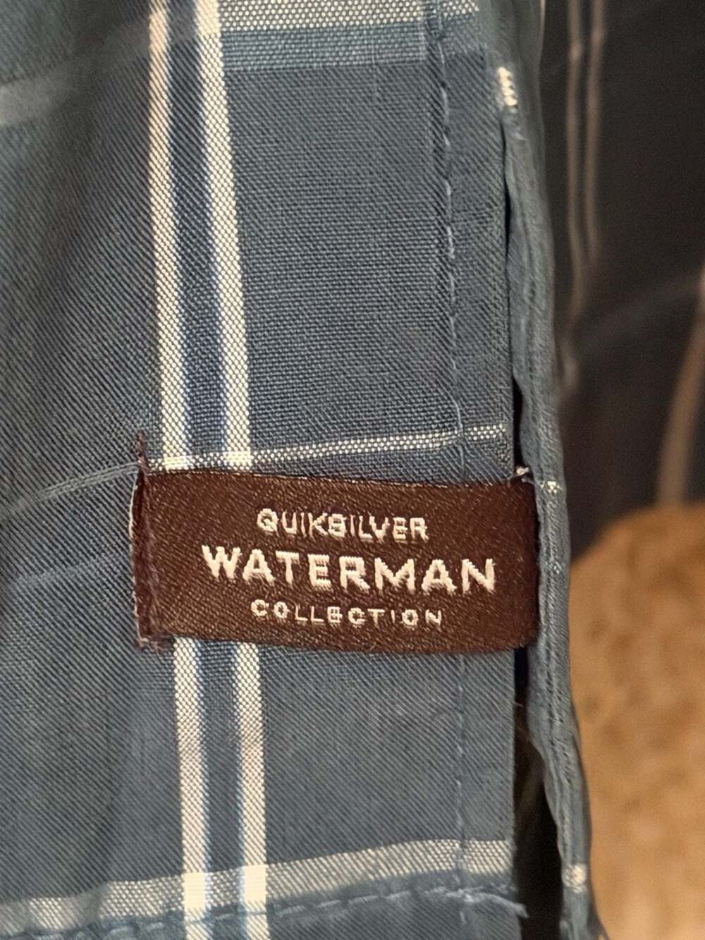 Quiksilver Waterman Collection Comfort Fit Plaid Short Sleeve Shirt Blue Large - Picture 3 of 6